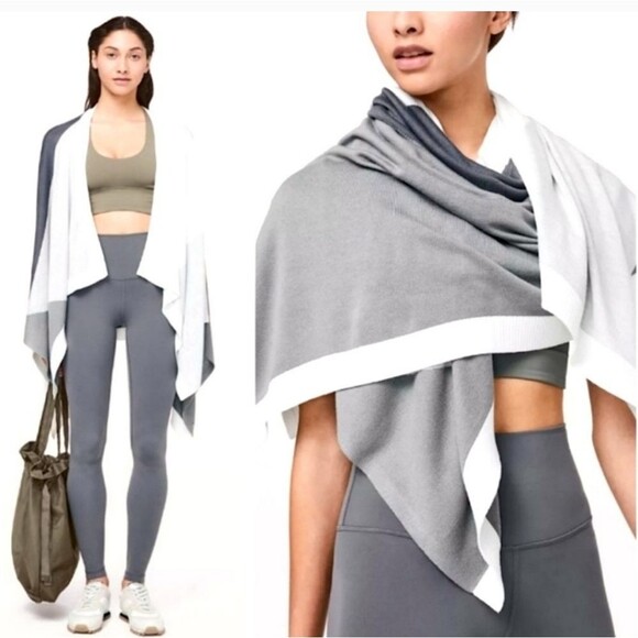Lululemon Hatha Sweater Wrap Nebula Raceway Grey White One Size